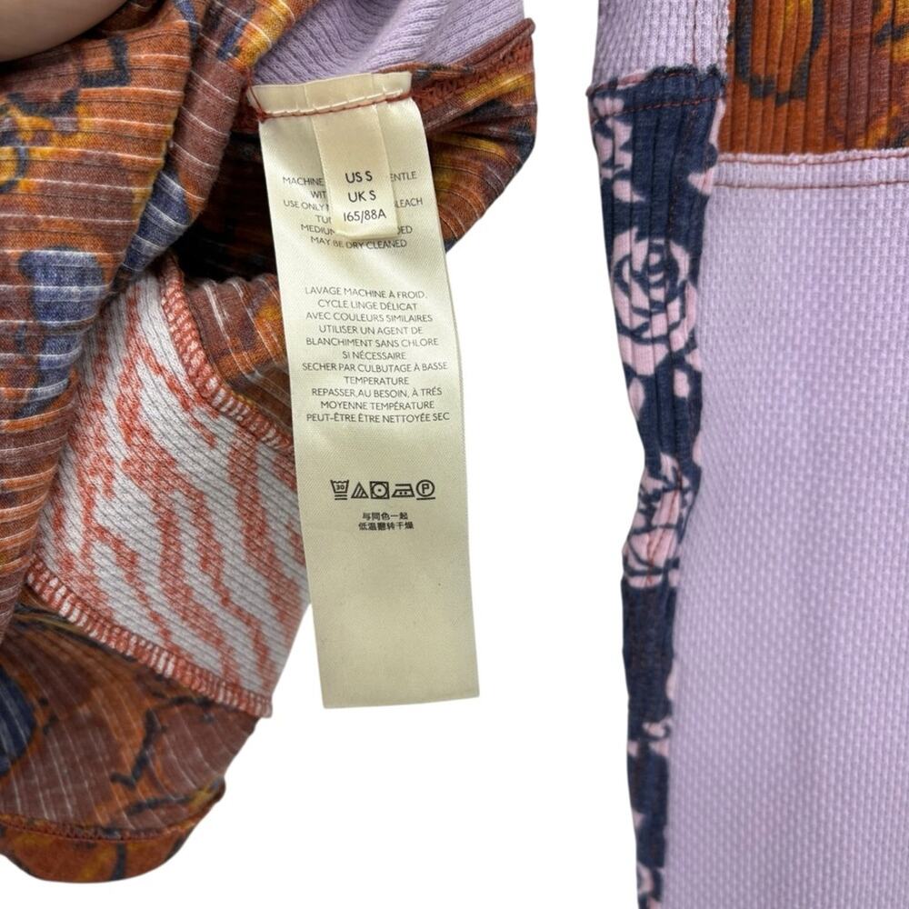 Free People Meadow Mix Long Sleeve Top Mixed Print Mock Neck Multicolor Small - Picture 13 of 15